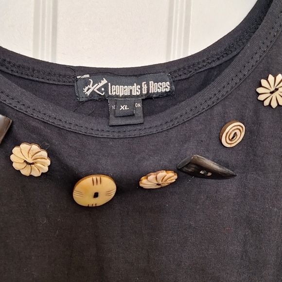 Leopards & Roses Sleeveless black cotton top t-shirt tunic XL - Picture 5 of 12